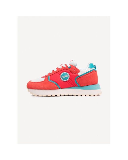 Colmar Red Multicolor Leather Low Top Sneakers for men