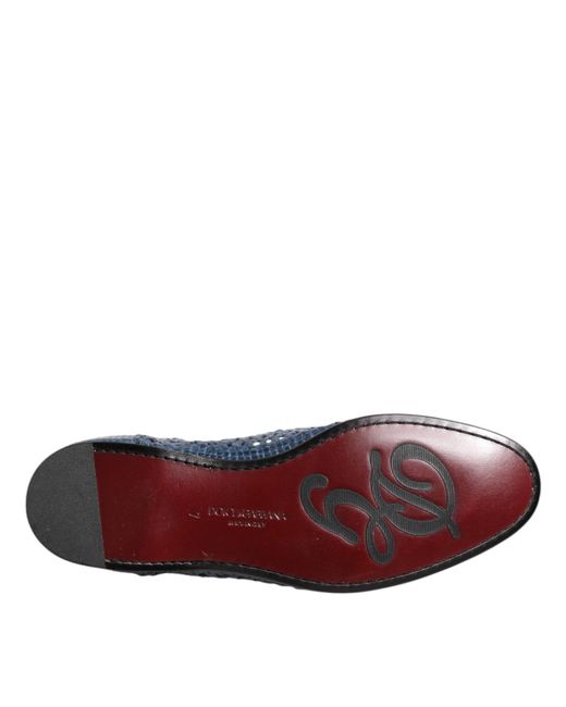 Dolce & Gabbana Blue Woven Leather Loafers for men