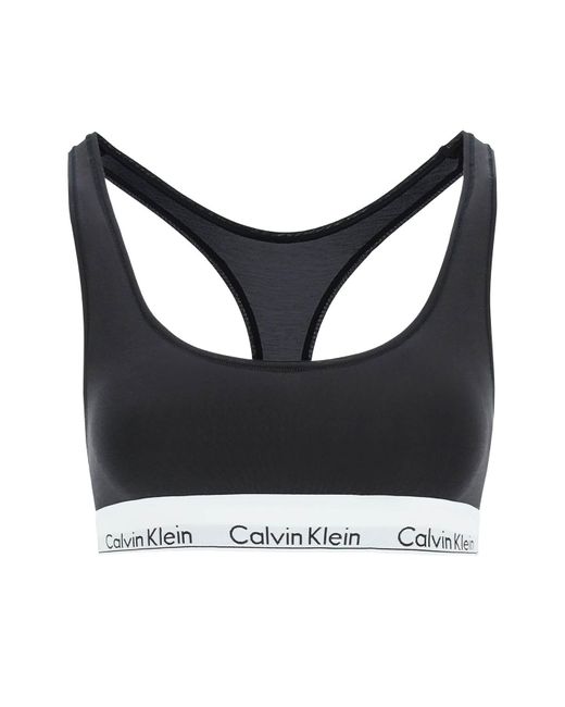 Calvin Klein Cotton Sports Bra With Branded Border in Black Lyst