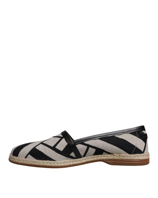 Dolce & Gabbana Black Stripes Slip On Espadrille Shoes for men