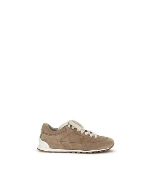 Brunello Cucinelli Natural Beige Calf Leather Bos Taurus Low Top Sneakers