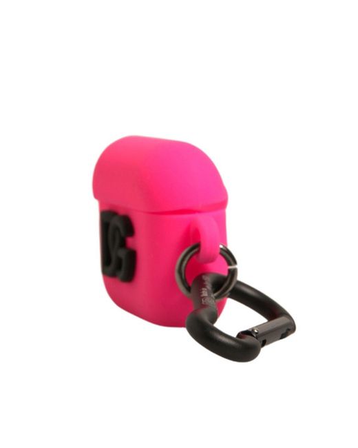 Dolce & Gabbana Pink Silicone Rubber Logo Embossed Airpods Case Accessory