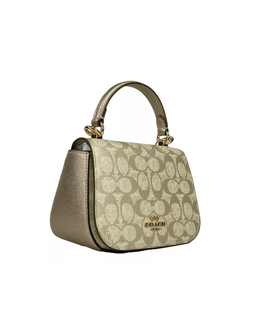 COACH Metallic Lysa Top Handle Bag Crossbody Champagne Gold