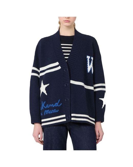Max Mara Blue Virgin Wool Cardigan