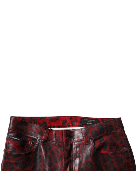 Dolce & Gabbana Black Leopard Cotton Skinny Denim Jeans for men