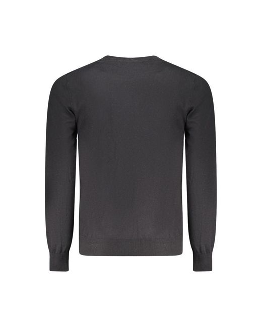 Guess Gray Black Cotton Men Sweater for men