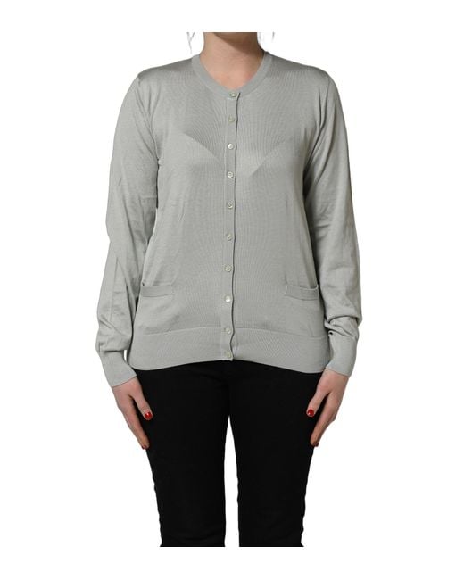 Dolce & Gabbana Gray Green Buttondown Longsleeve Cardigan Sweater