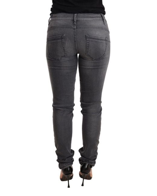 Acht Blue Gray Washed Cotton Slim Fit Low Waist Denim Trouser Jeans