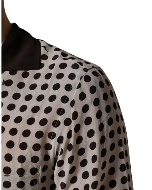 Dolce & Gabbana Black Polka Dot Silk Casual Shirt for men