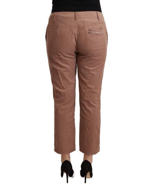 CoSTUME NATIONAL Brown Cotton Tapered Cropped Pants