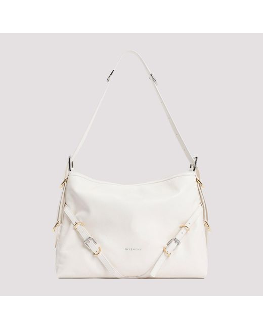 Givenchy White Ivory Leather Voyou Medium Bag
