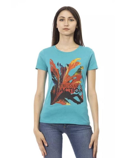 TRUSSARDI ACTION Light Blue Cotton T