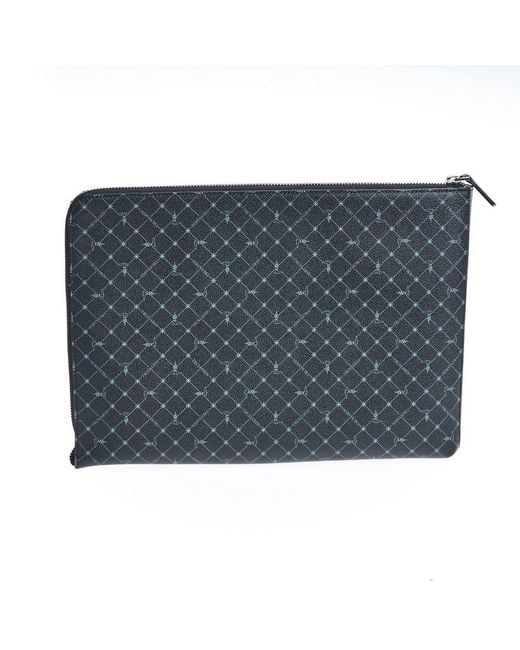 Trussardi Blue Black Leather Men Clutch for men