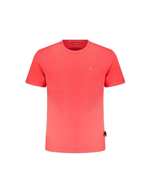 Napapijri Pink Organic Cotton Crew Neck T-Shirt for men