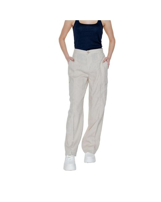 Street One Multicolor Beige Linen Jeans & Pant
