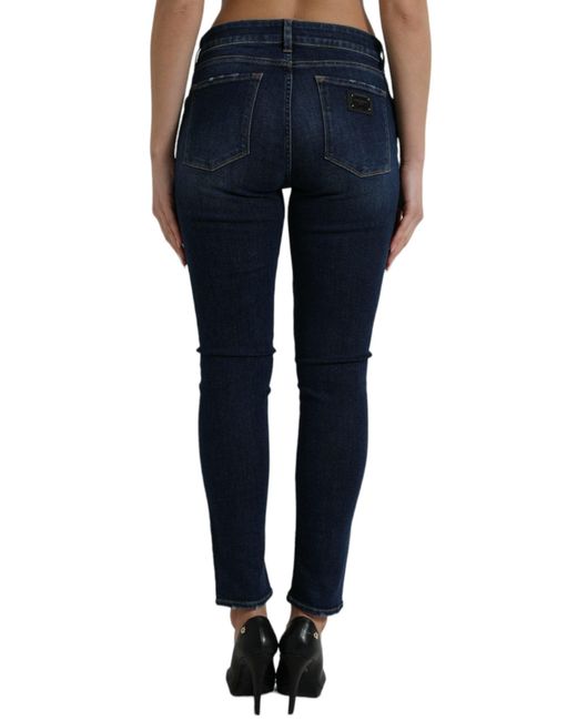 Dolce & Gabbana Dark Blue Cotton Stretch Denim Skinny Jeans