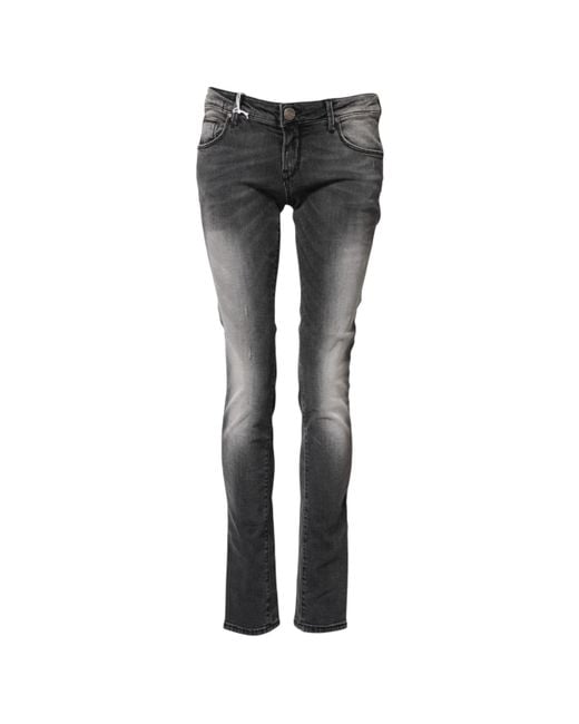 Acht Dark Gray Cotton Slim Fit Denim Low Waist Denim Jeans for men