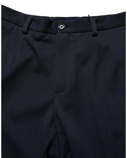 Dolce & Gabbana Blue Black Cotton Tapered Leg Dress Trouser Pants for men
