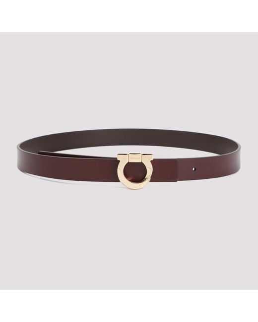 Ferragamo Brown And Burgundy Reversible Onda Leather Belt