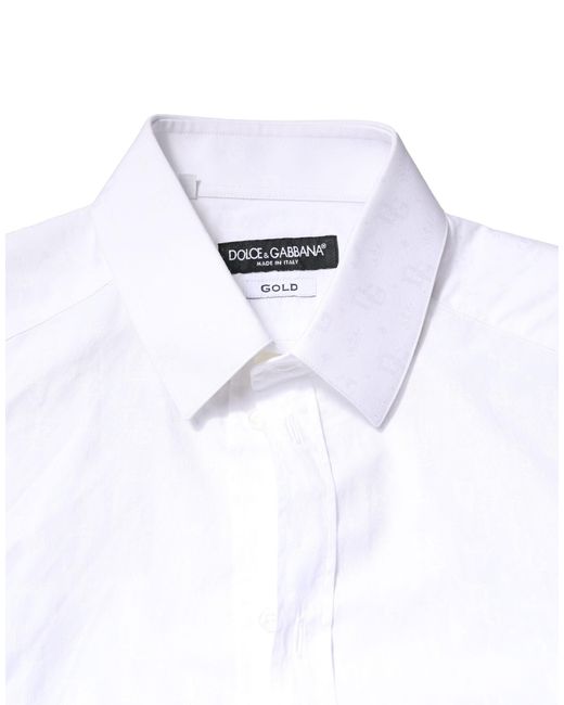 Dolce & Gabbana White Cotton Long Sleeves Dress Shirt for men