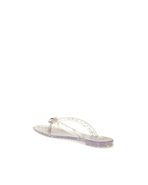 Casadei White Gold Polyurethane Flat Sandals