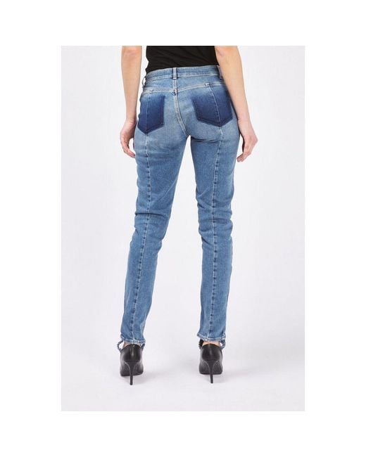 Gas Blue Cotton Slim Fit Jeans