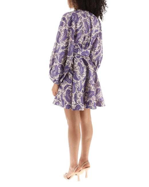 Zimmermann Purple Devi Paisley-print Wrap Dress