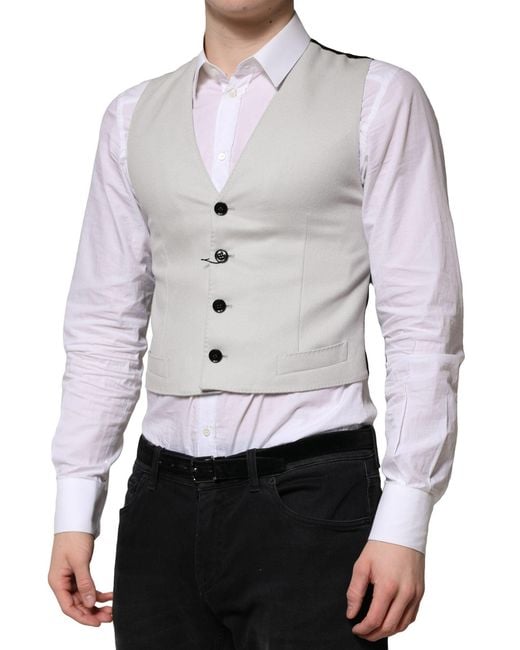 Dolce & Gabbana Gray Wool Dress Formal Waistcoat Vest for men