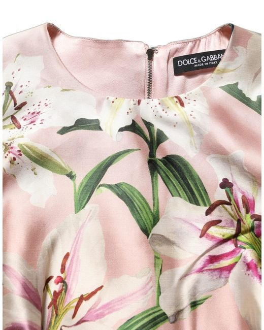 Dolce & Gabbana Natural Light Pink Lilyprint Sleeveless Sheath Dress