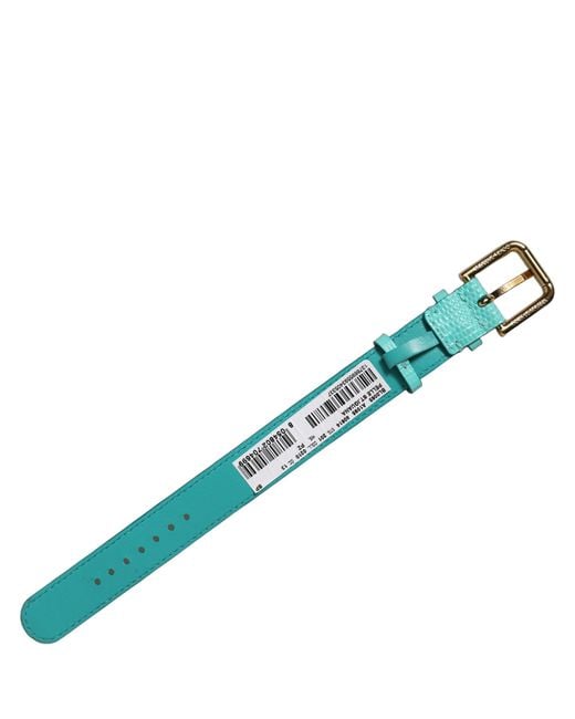Dolce & Gabbana Green Blue Textured Leather Gold Buckle Belt Strap Bracelet