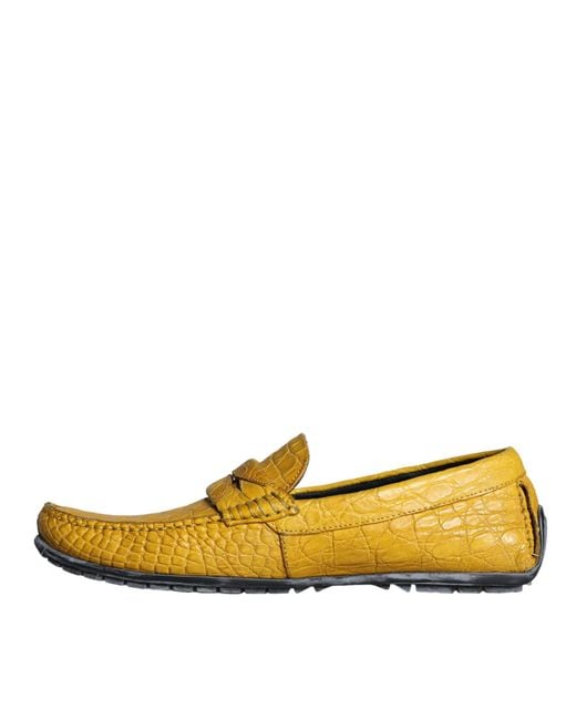 Dolce & Gabbana Yellow Leather Slip Mocassin Loafers Shoes for men