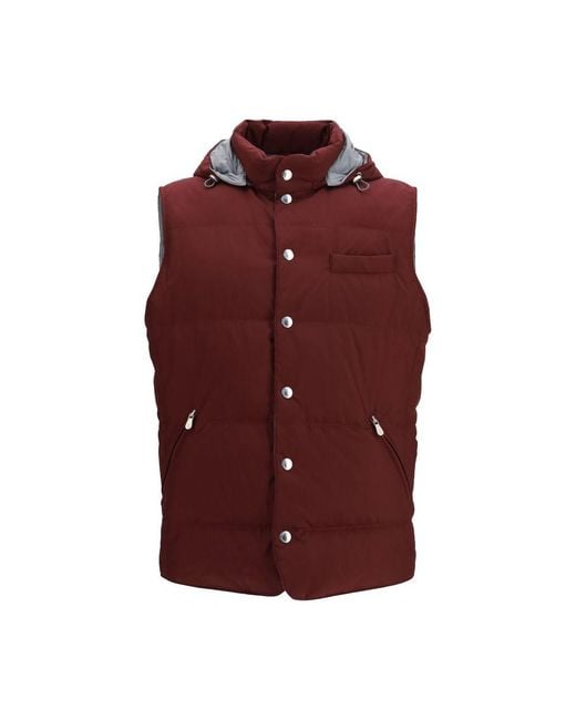 Brunello Cucinelli Purple Bordeaux Polyester Sleeveless Jacket for men