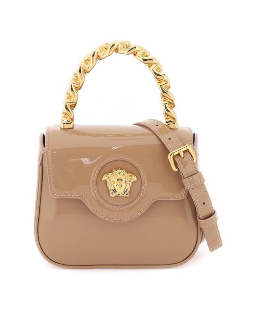 Versace Natural Patent Leather 'la Medusa' Mini Bag