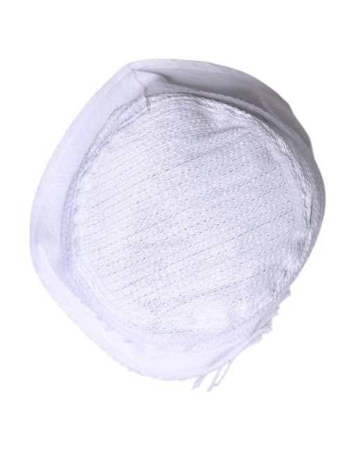 Dolce & Gabbana White Polyester Wide Brim Bucket Hat for men