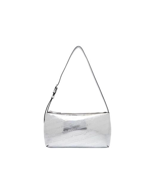 Tommy Hilfiger White Silver Polyethylene Handbag