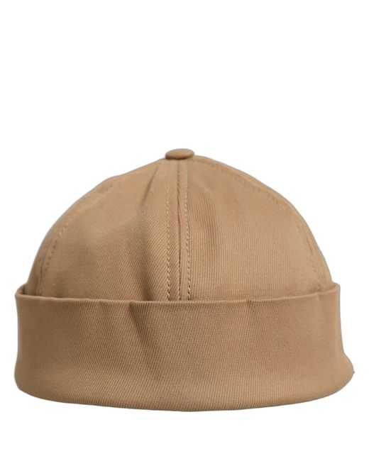 Dolce & Gabbana Natural Men Khaki Cotton Docker Capello Brimless Hat for men