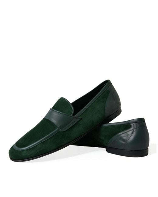 Dolce & Gabbana Green Velvet Slip On Men Loafer Dress Shoes for men