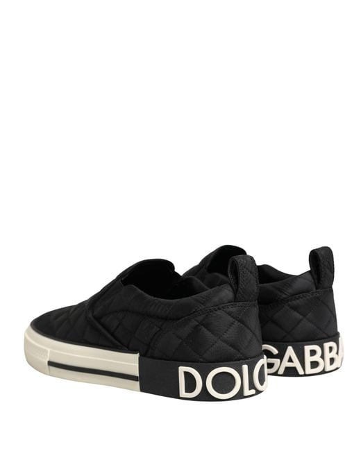Dolce & Gabbana Black Quilted Slip On Low Top Sneakers Shoes