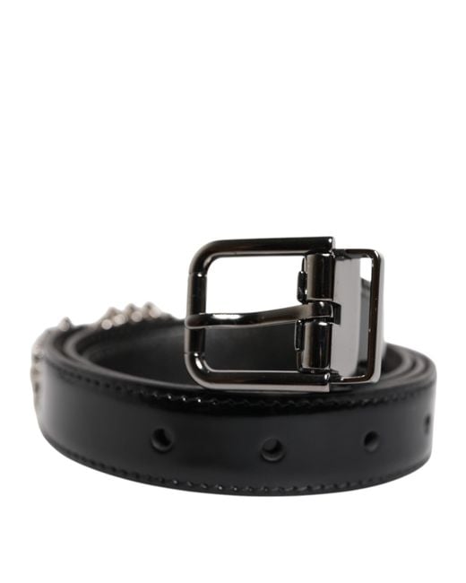 Dolce & Gabbana Black Leather Belt Buckle for men