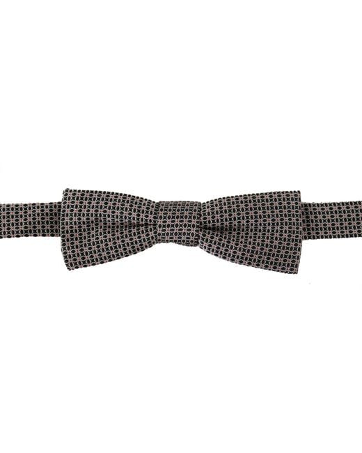Dolce & Gabbana Black White Flower Pattern Silk Neck Papillon Tie for men