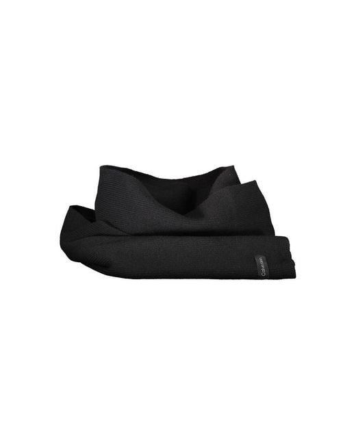 Calvin Klein Black Ribbed Knit Scarf Winter Accessory