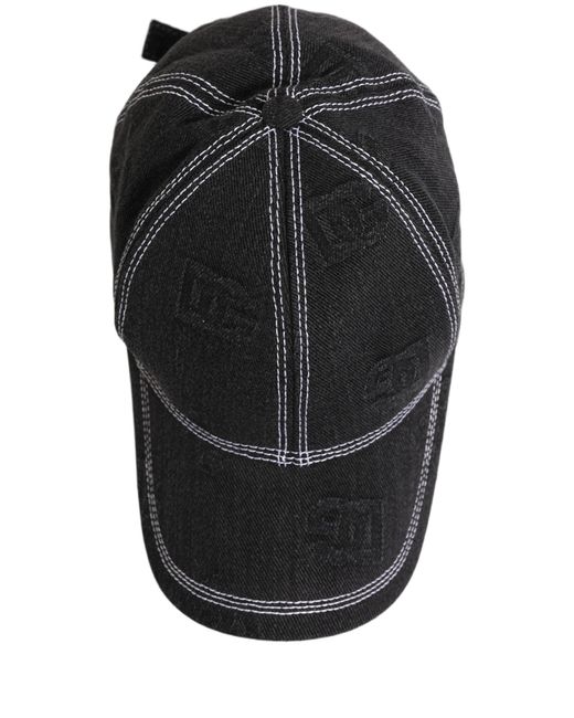 Dolce & Gabbana Gray Men Black Cotton 6 Panel Baseball Capello Hat for men
