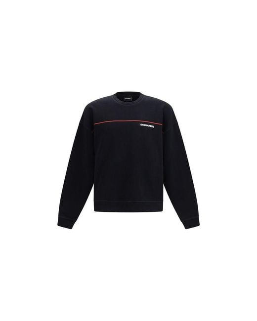 DSquared² Blue Black Cotton Sweatshirt for men