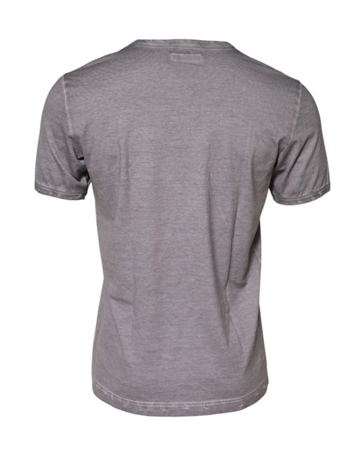 Dolce & Gabbana Gray Graphic Print Cotton Crew Neck T for men