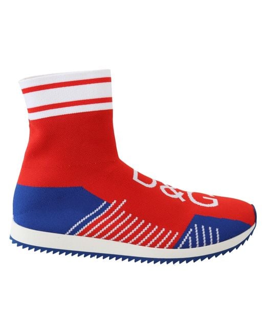 Dolce & Gabbana Red Sorrento Logo Sneakers Socks Shoes for men