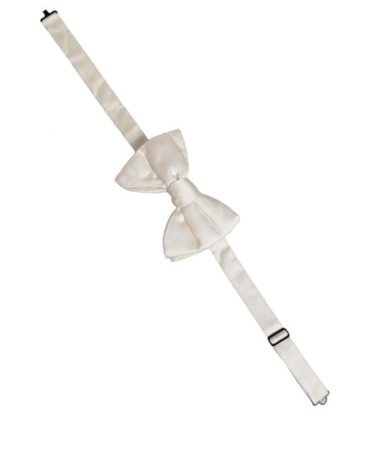 Dolce & Gabbana Natural Men White 100% Silk Adjustable Neck Papillon Bow Tie for men