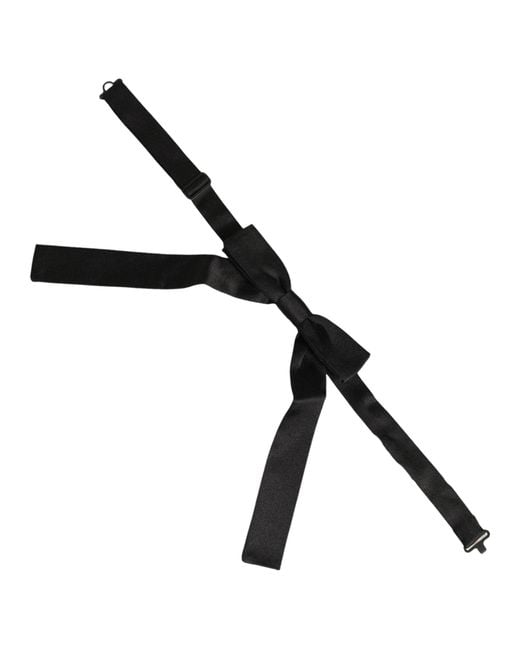 Dolce & Gabbana Men Black 100% Silk Adjustable Neck Papillon Bow Tie for men