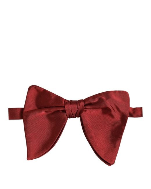 Dolce & Gabbana Men Red 100% Silk Adjustable Neck Papillon Bow Tie for men