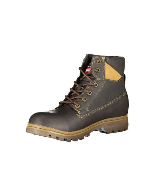 Carrera Brown Rugged Lace-Up Boots With Contrast Details for men