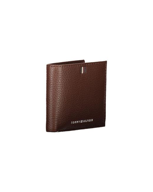Tommy Hilfiger Brown Elegant Leather Wallet With Contrast Details for men